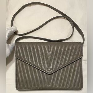 Valentino Garavani Authentic Vintage Olive Green-Gray Quilted Shoulder Bag